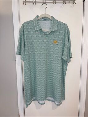 B. Draddy Golf Green Wave-Pattern Polo with President's Cup Logo